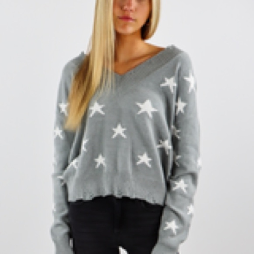 ROCK N RAGS - the sweet life sweater grey with stars